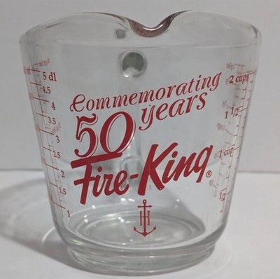 Anchor Hocking Fire-King COMMEMORATING 50 YEARS 2 C Glass Measuring Cup Red VTG