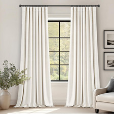 Ivory White Velvet Blackout Curtains 108" Long Set of 2 for Privacy  Insulation