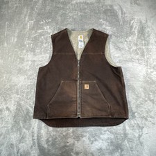 Vintage Carhartt Canvas Vest Men Extra Large Brown Sherpa Lined Workwear V26