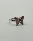 Pink Enamel Butterfly Ring | Silver Tone Adjustable Fashion Jewellery Size 45