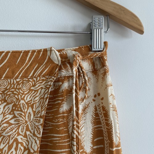 Desmond & Dempsey H&M Leinenmischung Wickel Midi Rock Gr. 2 34 Palmen Boho Strand - Bild 4 von 13
