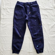 Polo Ralph Lauren Navy Blue Paint Splattered Fleece Jogger Pants Boy's Size 6