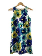LOFT Dress (6) Mini Retro MCM Sheath Lined Floral 99%cotton 1% Spandex VTG EUC