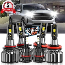 For Chevrolet Suburban 2018-2020 LED Headlight Kit Hi/Low Beam+Fog Light Bulb