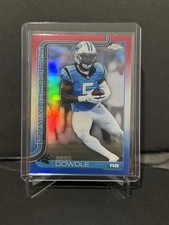 2025 Topps Chrome Football Rico Dowdle #43 Red White And Blue Refractor