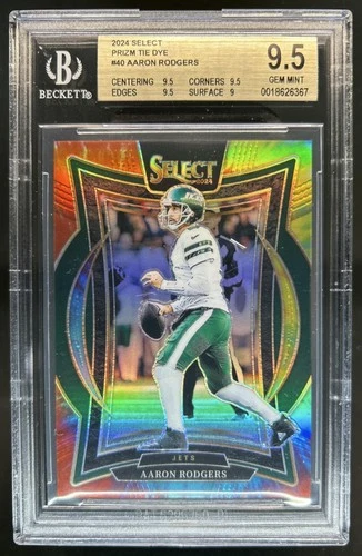 2024 Panini Select Aaron Rodgers Concourse Tie-Dye Prizm #/25 Jets BGS 9.5