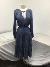 NWT, Urban Outfitters, Midi Dress, Blue Paisley, Tiered, Smocked, Sz XS, (SR737)