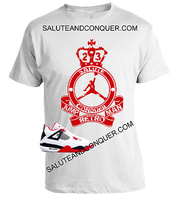 Jordan FIRE RED 4s T shirt XL (BROKEN JUMPMAN) by SALUTE AND CONQUER | eBay