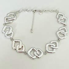 Liz Claiborne Silver Tone Modernist Chunky Adjustable Chain Link Necklace