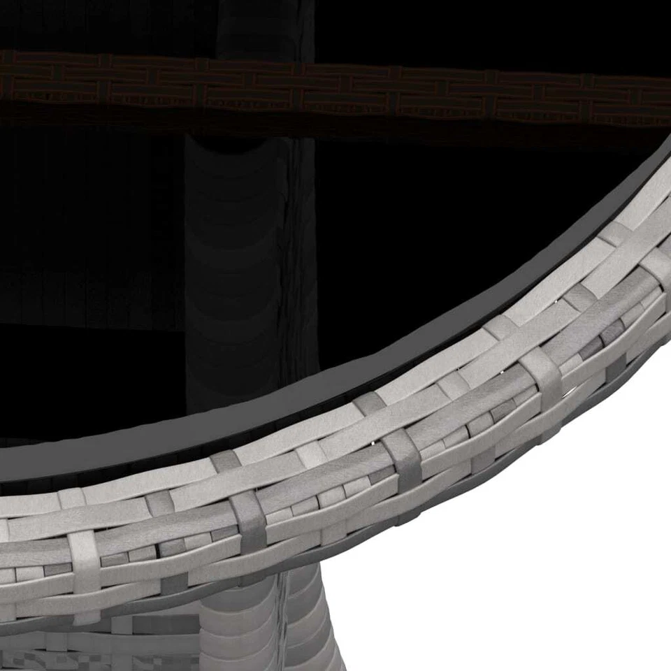 Mesa de Jardín NNEVL Ø60x75 cm Vidrio Templado y Poli Ratán Gris Foto 3 de 4