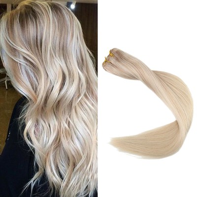 Full Shine Real Hair Weft Extension Full Head Straight Hair