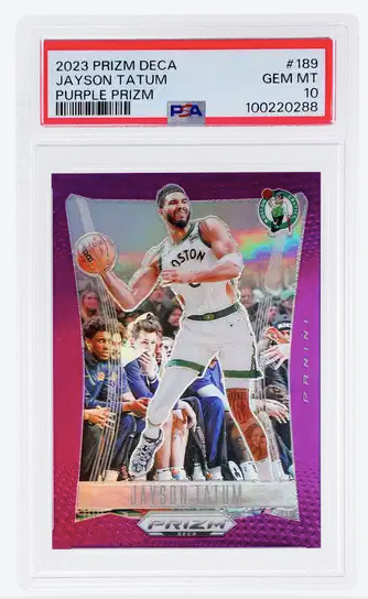 2023 Panini Prizm Deca Purple Prizm Jayson Tatum #189 /99 PSA 10