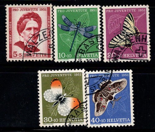 Schweiz 1951 Mi. 561-565 gebraucht 100% Pro Juventute, Schmetterlinge, Figuren
