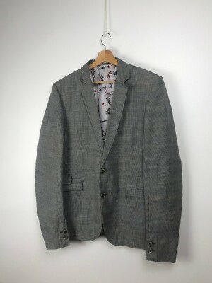 Hans Ubbink Men's Gray Linen Cotton Sport Coat Blazer Jacket 54 44