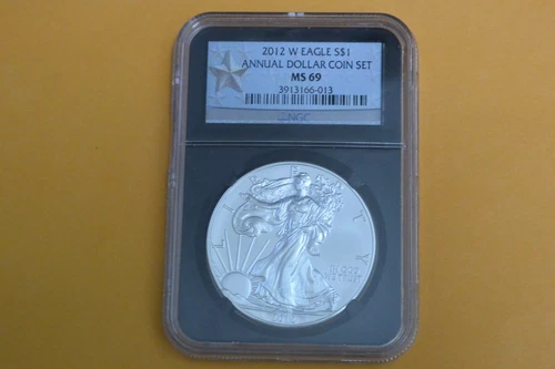 2012-W Burnished Silver Eagle NGC MS69 UNC (2012 Annual Dollar Set)
