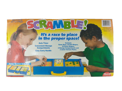   Scramble Timed Shape Puzzle Board Game + Junior Version Educational Used