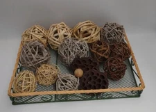 15 PC Various Rattan Wicker Balls Vase Fillers Garden Party Home Table Decor Set