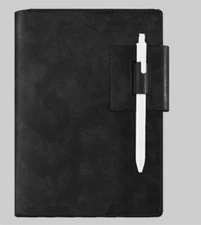 book jacket cover slipcase case bag pocket holder cowhide leather black H539