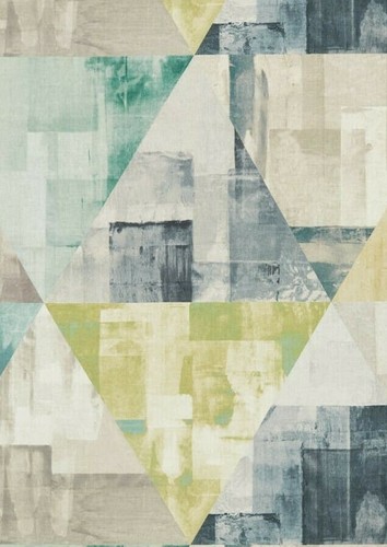 HARLEQUIN CURTAIN FABRIC DESIGN "Geodesic" 1.4 METRES EMERALD/LINDEN/TOPAZ - Picture 5 of 6