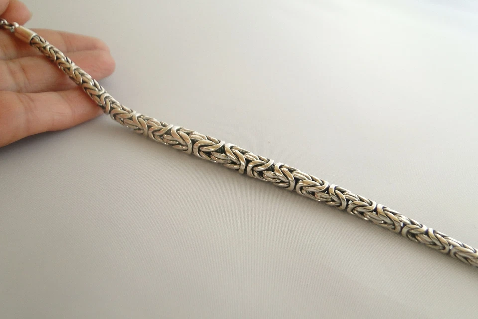 Graduated Bali Byzantine Chain No Stone 925 Sterling Silver Toggle Bracelet - Image 3 of 4