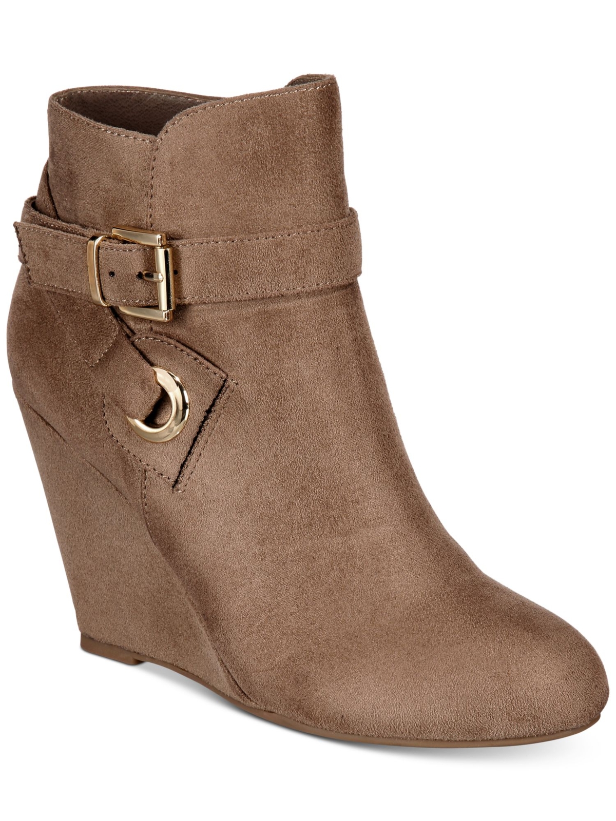 REBEL BY ZIGI Womens Beige Grommet Covered Wedge Keylie Wedge Booties 9 M