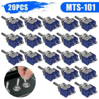 20Pcs MTS-101 2 Position Toggle Switch Kit 2 Pin SPST ON-OFF 6A 125VAC US Stock