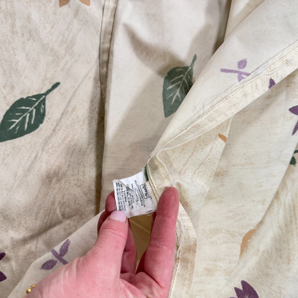 Sábana plana vintage resortes king verde púrpura hoja mezcla floral yk2 años 90 80 Foto 4 de 4