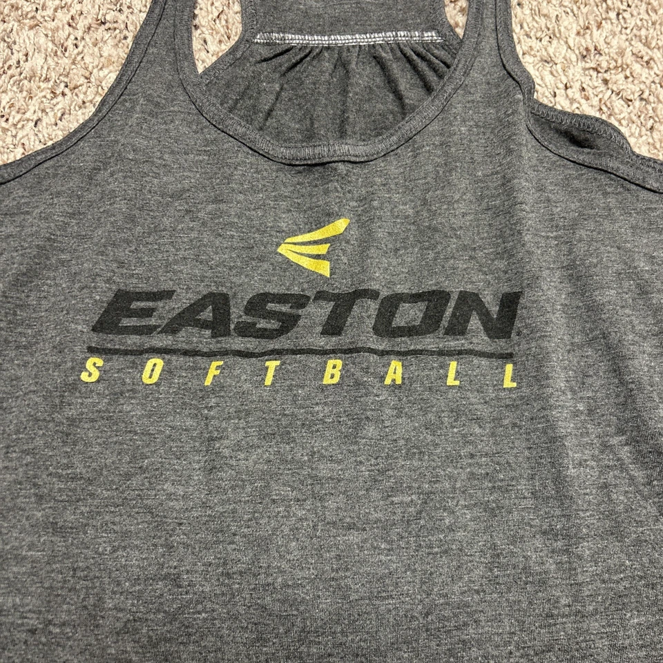 Camiseta sin mangas Easton Softball Racerback gris oscuro negra dorada talla mediana para mujer Foto 2 de 4