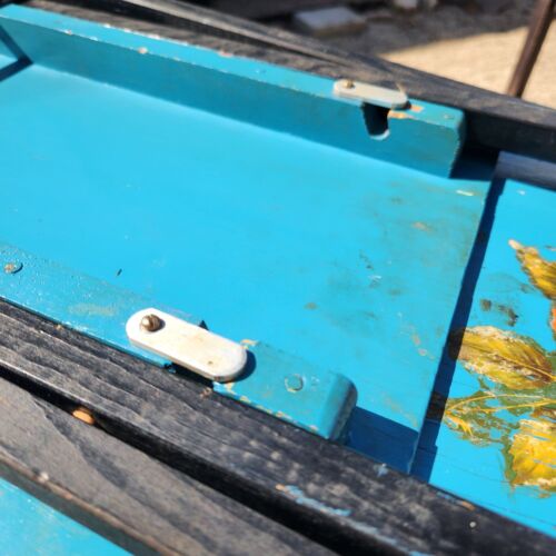 Vintage Wooden Folding TV Trays - Set of 3 Hand-Painted Blue Tables with Floral - Picture 9 of 11