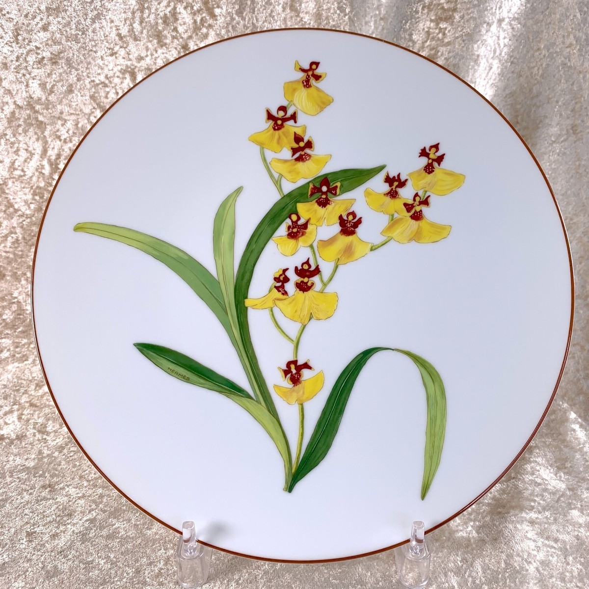 Hermes Paris Dinner Plate Jardin des Orchidees No6 Porcelain