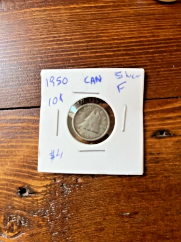 1950 Canadian Silver Dime - Canada 10 Cent coin