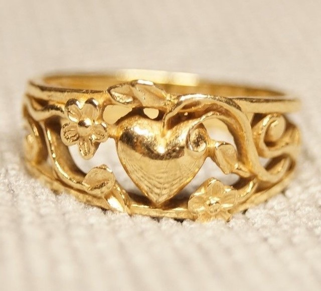 *RETIRED* James Avery 14k Yellow Gold Heart Flower Vine Ring Size 6 eBay