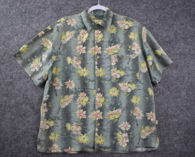 Joe Marlin Hawaiian Button Up Loop Shirt M Floral All Over Print Short Sleeve