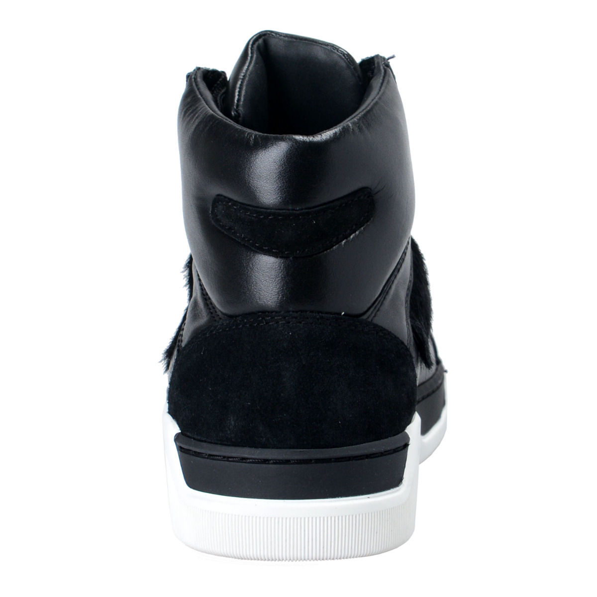 【VIP価格】DOLCE & GABBANA Black White Leather High Tops Dolce & Gabbana Black Silver Leather High Top Sneaker Men's