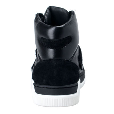 Dolce & Gabbana Men's Black Leather Pony Hair Hi Top