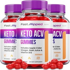 Fast Ripped Keto  ACV Gummies Health Support Supplement 1000mg 180 Gummy 3-Pack