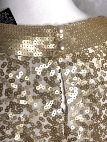 NWT $990 DONCASTER Collection Gold Sequined Cardigan & Tank 2 Pc Set Women's 14 - Picture 8 of 12