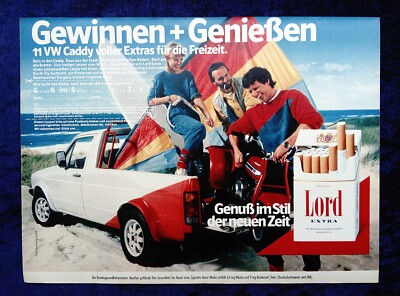 Lord Extra Cigarettes, Original Advertising from 1983 with Golf Caddy and Honda ATC