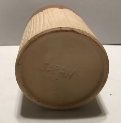 Vtg Glazed Ceramic Stoneware Bottle W/glazed Brown Top & Flat