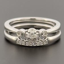 9ct White Gold Diamond Solitaire Eternity Engagement Ring Set Hallmarked