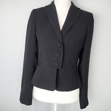 Ann Taylor LOFT Black Pin Stripe Career Blazer Jacket Sz 2 work