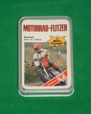 TOP TRUMPS DEUTSCHE AUSGABE Vintage Kartenspiel MOTORRAD-FLITZER Fast Motorcycles RAR