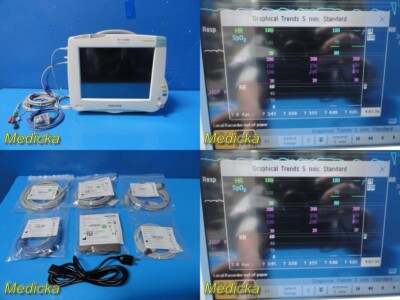 Philips Intellivue MP50 Anesthesia Patient Monitor W/ Leads & Modules ~ 34089