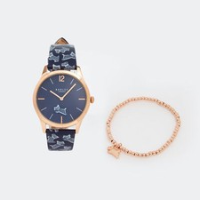 Radley Fleet Street Ladies Ink Printed Strap Watch Gift SET RY21552A-SET