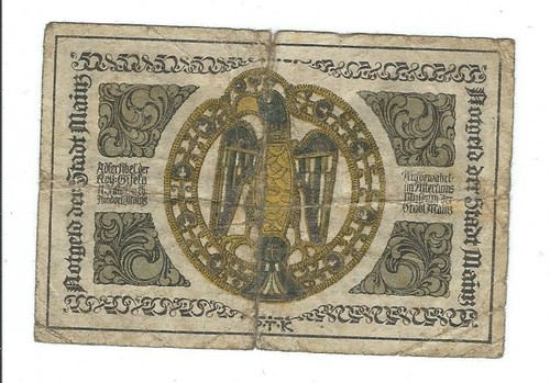 Notgeld - Mainz - Stadt Mainz - 50 Pf. - 1921 - Wz. Rheinische Wellen - Picture 2 of 2