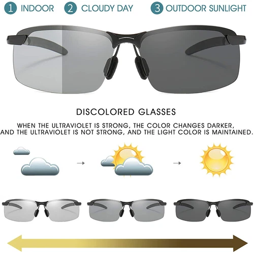 2 Pack Photochromic Polarised Sunglasses UV400 Polarized Fishing Driving Eyewear - Picture 13 of 15