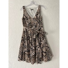 J.Crew Womens Paisley Fit and Flare Dress Black Tan Cotton Sleeveless Size 4