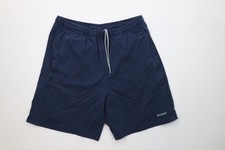Vintage Reebok Mens Size Medium Faded Spell Out Above Knee Shorts Navy Blue