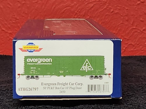 Coche de caja Athearn Genesis escala HO Evergreen 50' PC&F puerta enchufable de 10' #2450 | Condition: New