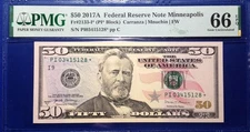 2017A $50 Federal Reserve Note Fr-2133-I* Minneapolis PMG66 Gem EPQ